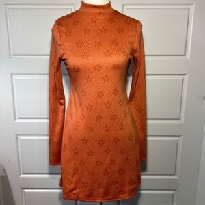 Billabong The Salty Blonde Orange Floral‎ Mock Neck Mini Dress Size S